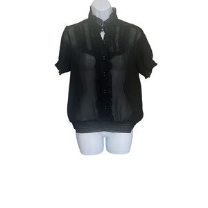 Elegant Black Sheer Women's Top. Size: Large. Great Condition.